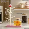 Estante para tazas con forma de árbol y sombrero de dibujos animados para uso doméstico en la sala de estar o la mesa del comedor, estante de almacenamiento para tazas de café y té con drenaje y soporte para colgar tazas