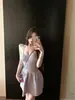 Vestido Camisola de Punto Morado Taro con Cuello en U para Mujer, Vestido de Verano sin Mangas Ajustado a la Cintura, Estilo Pura Pasión, Vestido Corto de Línea A Adelgazante