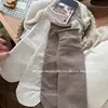 Novas meias cinza de algodão sem costura para outono e inverno, com cores da série Maillard, meias lisas de cano médio para mulheres