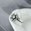 Nafoge Joyería de Plata al por Mayor Anillo Vintage de Plata Tailandesa para Mujer con Zircón Amarillo Margarita Plata de Ley 925 Envejecida