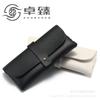 Estuche para gafas cuero negro PVC hebilla bolsa suave estuche para gafas de sol tejido pequeño con cuadros estuche para gafas de sol imprimible LO