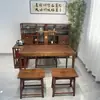 Nuevo Escritorio y Silla de Madera Maciza Estilo Chino, Escritorio de Pintura Estilo Chino de Madera Maciza Antigua Inspirado en el Zen, Mesa con Cajón para Estudio Caligrafía, Mesa de Caligrafía y Pintura