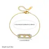 Diseño de Nicho Transfronterizo Chapado en Oro Geométrico Forma de Barra Cadena Colgante de Diamante Completo Pulsera Minimalista de Acero Inoxidable