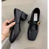 Versión en stock~Zapatos Mary Jane elegantes de tacón alto con punta cuadrada vintage y corte poco profundo, hebilla de una sola correa, tacón grueso, adecuados para ir al trabajo, zapatos de tacón alto para mujer