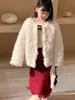 Abrigo de Piel Blanco Leche Estilo Coreano para Niños Princesa Yuyu Abrigo de Piel Sintética Ecológico de Invierno Chaqueta Acolchada de Algodón para Niños