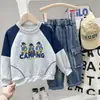 Moletom com Estampa Color Block Estilo Coreano para Meninos, Nova Roupa Infantil Outono 2026, Blusa Color Block Primavera e Outono