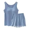 Dropshipping Novo Conjunto de Pijama Feminino Estilo Primavera e Verão com Top Nadador Acolchoado e Calça 3/4