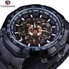 Aliexpress Forsining Reloj de Moda Europeo y Americano para Hombre Reloj Mecánico Automático Caja Dorada Esfera Interior Blanca Cara Blanca