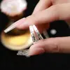 Conjunto de Anéis de Casal Esculpidos em Prata de Lei s999 para Homens e Mulheres Estilo Coreano High-End Tendência Design Geométrico Anel Ajustável Venda por Atacado