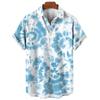 Camiseta tie-dye de verano para hombre, camiseta casual holgada con botones y cuello vuelto, moda nueva camisa hawaiana para hombre