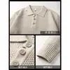 Camisa polo de punto "waffle" para hombre, otoño e invierno, estilo relajado, holgada, talla grande