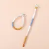 Llavero con anilla y correa de color macarrón en bloques, correa corta tejida fresca para teléfono, accesorio DIY, disponible para dropshipping