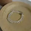 Colar de Cristal com Contas Transparentes Irregulares Feito à Mão com Design Coreano para Mulheres, Pulseira Versátil Simples e Elegante e Corrente de Clavícula