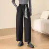 Calça Harem Casual Cinza de Lã para Mulheres 2025 Inverno Novo Grossa de Cintura Alta Solta Emagrecedora Nove Pontos Tendência