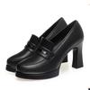 Zapatos Negros de Tacón Alto para Mujer, Modelo Nuevo 2026 para Todas las Estaciones, Zapatos de Trabajo, Mocasines, Zapatos de Madre con Suela Gruesa, Desfile de Moda de Primavera y Otoño