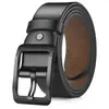 Cinturón de Cuero para Hombre con Hebilla de Pin Perforada Color Cobre, Cinturón Vintage Trendy para Hombre al por Mayor con Hebilla de Anilla en D de Aleación, Cinturón de Cintura Estilo Antiguo para Hombre