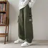 Pantalones de trabajo de moda para hombre en primavera y otoño, estilo casual americano, corte holgado, tallas grandes, versátiles, pantalones rectos multibolsillos