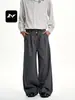 Calça Casual Botão Colorido Retro Fengfu para Homens e Mulheres Outono Solta Moda Personalidade Estilo de Rua Simples Reta Wide-Leg Longa