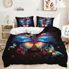 Kit de Impresión Digital de Tres Piezas Mariposa Morada Funda Nórdica 3D Ropa de Cama Amazon AliExpress Venta al por Mayor