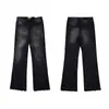 Jeans Largos Casuales Sueltos de Mezclilla con Parches de Graffiti Gal Splash-Ink y Rasgaduras
