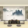 Novo Tecido de Parede Sem Costura Paisagem Pintura a Tinta Zen Chinesa Papel de Parede para Fundo de Sofá e TV Mural Tridimensional para Quarto ao Lado da Cama