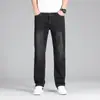 Jeans de outono e inverno masculino reto solto casual slim fit moderno primavera e outono calça comprida grossa stretch masculino outono e inverno