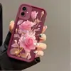 Capa de iPhone de flor de rosa rosa 3D atacado iPhone17/16/14promax capa macia capa anti-queda