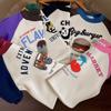 Sudadera Infantil para Niños, Nuevo Estilo de Invierno, Camiseta de Manga Larga para Niños, Color de Contraste Ropa para Bebés, Estampado de Dibujos Animados, Forro Polar, Estilo Femenino