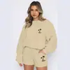 Roupa Nova de Comércio Exterior para Mulheres, Conjunto de Moletom com Gola Redonda, Conjunto Esportivo Casual com Capuz, Moletom de Lã Fashion, Roupas da Moda