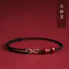 Riqueza Infinita Ano do Zodíaco Pulseira Simples Fio Vermelho Torcido à Mão Tornozeleira Presente para Casal Estilo Chinês Contas Budistas