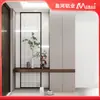 Gabinete de Sapatos de Liga de Alumínio Novo Estilo Chinês de Luxo Leve para Hall de Entrada, Armário de Divisória de Foyer Montado na Parede de Estilo Personalizado, Fábrica Personalizada