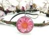 Daisy Time Joyería de Vidrio con Piedras Preciosas Flor Real Planta Collar Colgante Estilo Bosque de Crisantemos y Girasoles Secos 30m