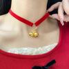 Día de Navidad Linda Cadena de Clavícula con Cascabeles Accesorios de Collar Sexy de Sirvienta Gargantilla Año Nuevo Collar Rojo Vino
