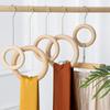 Tienda de Ropa Percha Especial Gancho S Gancho de Madera a Juego Anillos de Madera de Tronco Anillo para Bolsas de Madera Maciza Gancho para Bufandas