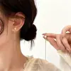 Pendientes de Cadena con Borla de Perlas para Mujer, Pendientes de Botón de Lujo Ligero, Sensación de Alta Gama, Moda 2026, Pendiente Dorado de Temperamento, Venta al por Mayor