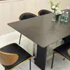 Mesa de Comedor Rectangular de Placa de Roca Estilo Vintage para el Hogar Estilo Italiano Minimalista Acero Inoxidable Madera Maciza Moderna Mesa y Sillas de Comedor Simples