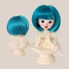 Peluca para Muñeca BJD 346 Puntos Flequillo de Seda Suave Cabello Corto Liso Bob Estilo Bebé Disfraz Cabeza Falsa