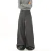 Pantalones Negros Americanos Cleanfit para Hombres y Mujeres en Primavera y Otoño Rectos Sueltos Caídos Casuales de Gama Alta de Pierna Ancha