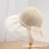 Chapéu de Palha Novo Estilo Verão com Aba Larga Laço de Palha Malha Leve de Luxo para Mulheres Viagem ao Ar Livre Chapéu Versátil com Proteção Solar