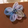Atmósfera etérea estilo antiguo malla degradada rama de flor de cristal DIY pasador Hanfu chino accesorio para el cabello para mujer y accesorio para la cabeza
