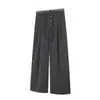 Pantalones Casuales Rectos Rayados con Botones Estilo Retro Americano para Hombres y Mujeres, Pantalones Casuales de Pierna Ancha Sueltos Cleanfit de Alta Gama