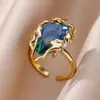 Anéis Coloridos de Zircônia Mais Vendidos no Exterior para Mulheres, Design de Joias de Nicho, Luxo Leve, Alto Padrão, Exquisitos, Modernos e Personalizados