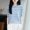 Top de Punto de Lana Fina con Cuello Redondo y Mangas Cortas para Mujer - Camisa Versátil para el Trabajo, Estructurada y Fresca - Capa Base Versátil para Primavera/Verano Venta al por Mayor