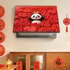 Cubierta Decorativa Pintada para Caja de Medidor Eléctrico de Panda, Modelo Año Nuevo del Caballo, Cubierta Decorativa para Caja de Distribución, Arte de Pared Festivo y Propicio para Restaurante