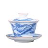 Tigela de Chá Grande de Porcelana Azul e Branca, Conjunto de Chá de Cerâmica, Tigela Cerâmica Sancai, Xícara de Chá de Porcelana Branca, Bule Individual de Mão