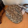 Boina Retro com Estampa de Leopardo para Mulheres com Grande Circunferência da Cabeça e Rosto, Chapéu Octogonal Nuvem Pequena, Chapéu de Jovem Jornaleiro Retro Versátil Estilo Japonês Tendência