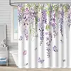 Cortina de Ducha de Tela Impermeable Resistente al Moho con Estampado Digital de Mariposas de Amazon para Baño, Partición de Tela para Ducha, Sin Perforaciones
