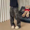 Calças camufladas estilo retrô americano para homens, estilo outono e inverno, corte solto, estilo boyfriend, casual e relaxado, alonga as pernas, design de perna reta