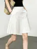 Falda Blanca Simple Estilo Coreano para Mujer, Verano 2026 Nueva Moda Minimalista Adelgazante de Cintura Alta Falda Plisada