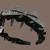 Diadema Negra con Lazos y Pedrería para Mujer, Diadema de Corona Alta con Dientes, Adecuada para Salir y Lavarse la Cara, Accesorio Versátil para el Cabello con un Toque de Lujo y Exquisito
